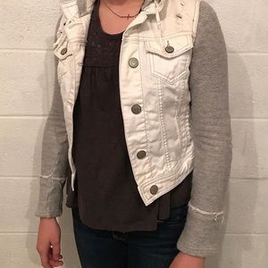 Aeropostale White Distressed Jean Jacket
